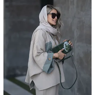 بلوز ژاکارد کرم سبز