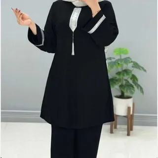 ست تونیک شلوارونوس خرجکارنقره ای باتنخوری زیباکریشه درجه یک