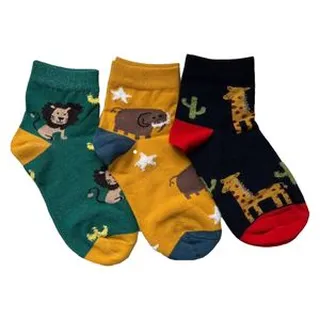 جوراب نوزادی مدل حیوانات جنگل مجموعه 3 عددی