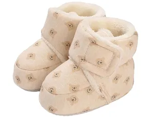 پاپوش ساق دار زمستانی استپ دار توکرکی رنگ کرم روشن طرح خرس خندان