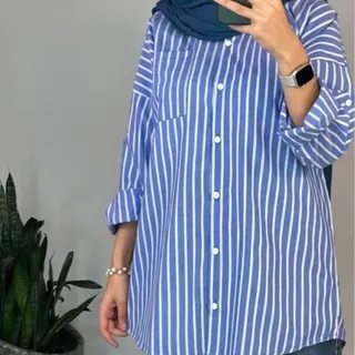 مانتو کتان نخ راه راه زنانه