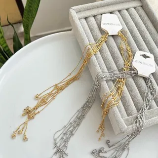 گردنبند گوی و زنجیر استیل رنگ ثابت