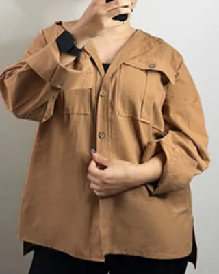 شومیز زنانه دو جیب لینن مدل 4798