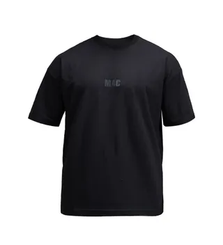 تیشرت یقه گرد مردانه مشکی نخ پنبه طرح دار