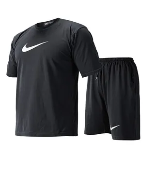 ست تیشرت و شلوارک مردانه طرح دار Nike یقه گرد طوسی
