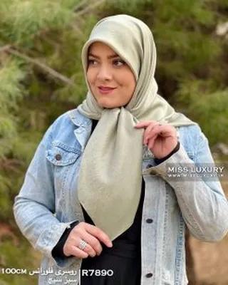 روسری مجلسی فلورانس سبز سیج R7890 از