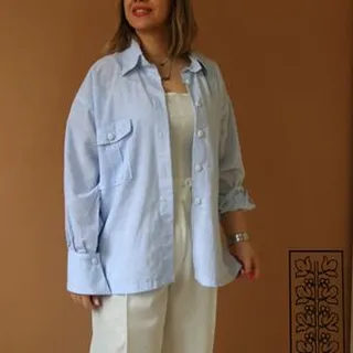 شومیز زنانه راه راه آسمانی