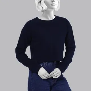 بلوز آستین بلند یقه گرد زنانه سرژه مدل 203518 سورمه ای رنگ سرمه ای