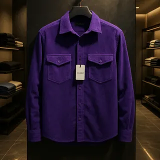 پیراهن مخمل کبریتی پاییزه بنفش یاسی دو جیب | کیفیت بالا کد۲