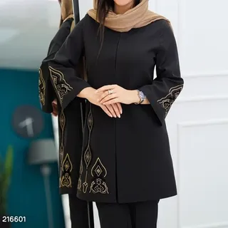 مانتو کتی مازراتی زنانه با گلدوزی مخمل 