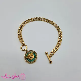 دستبند زنانه ورساچه مدل شیر سبز برجسته کد 2592