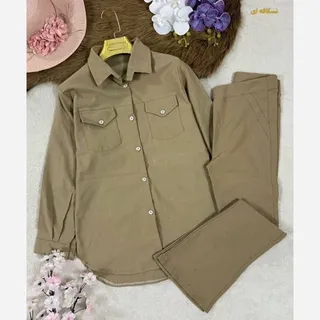  ست مانتو و شلوار دمپا جنس  کتان کش 