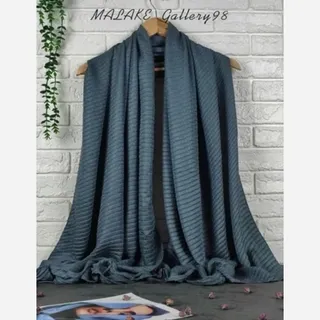 شال صدفی تک رنگ(آبی طوسی)  قواره 200در70 کد SHS001