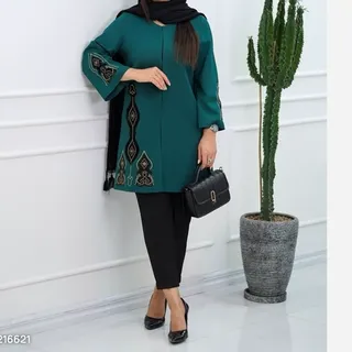 مانتو کتی زنانه مدل زیبا با گلدوزی مخمل 