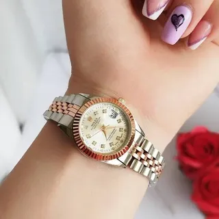 ساعت تاریخدار �استیل دو رنگ رز مارک معروف ROLEX