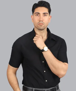 پیراهن آستین کوتاه مردانه ساده مجلسی 1002