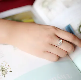 0014. انگشتر نقره مدل گل رز