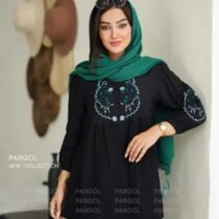 مانتو راشل مشکی سبز