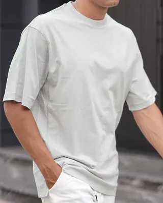 تیشرت بیسیک نخی مردانه 031449 – خاکستری محو