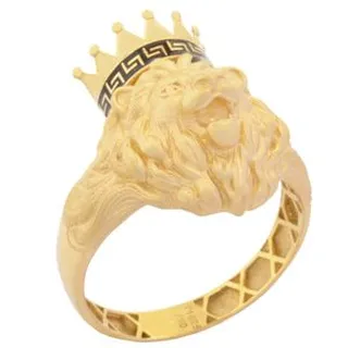 انگشتر طلا 18 عیار مردانه نیکان گلد مدل شیر 688 سایز 62