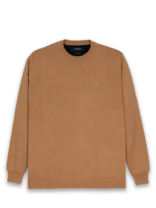 پلیور قهوه ای یقه گرد ساده