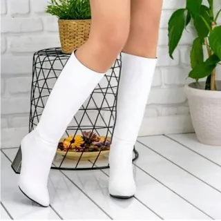 بوت زنانه چرم ترک پاشنه ۷ سانت