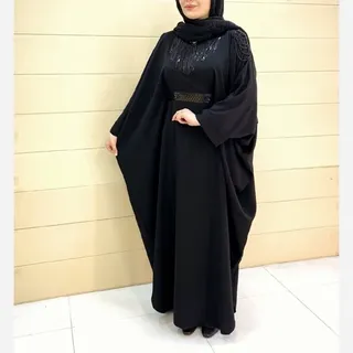 مانتو عبایی بلند مشکی  کرپ الیزه 