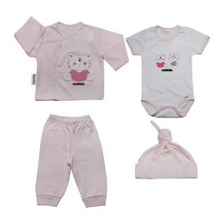 ست 4 تکه لباس نوزادی آدمک مدل گربه کد 010021 رنگ ص...