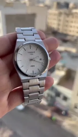 ساعت مردانه تیسوت tissot prx  فول استیل با کارت گارانتی جعبه لاکچری و ارسال فوری رنگ سیلور 