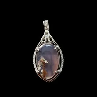 آویز گردنبند نقره زنانه مدل عقیق شجر سوسنی کد N019