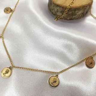 گردنبند استیل زنانه طرح سکه الیزابت کد 5166