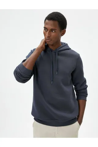 Kotonسویشرت پایه آستین بلند آجدار کلاهدار