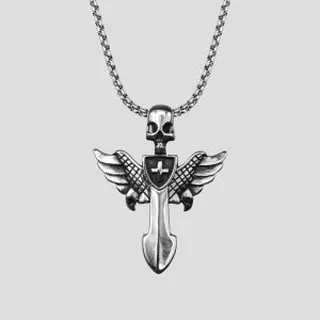 پلاک و گردنبند صلیب اسکلتی مدل Angel کد Njd-886d5