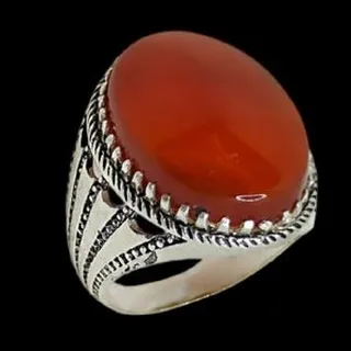 انگشتر نقره مردانه مدل سنگ عقیق رضوی رکاب اسپرت کد 6300