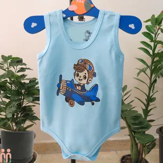 لباس بادی رکابی زیردکمه دار پسرانه نوزاد و...