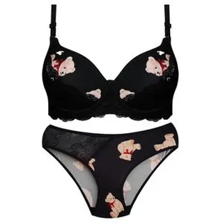 ست شورت و سوتین زنانه پانیذ مدل پوش آپ فنردار کاپ اسفنجی بند متحرک کد 4689-14