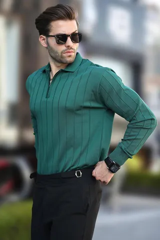 Madmextپلیور بافتنی یقه پولو آنتراسیت