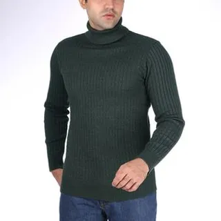 پلیور یقه اسکی مردانه تریکو پاییزان مدل PE800 رنگ یشمی