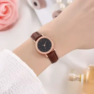 ساعت مچی زنانه دایره ای  صفحه گرد مینیمال 