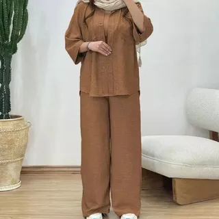 ست مانتو شلوار شانتون کد 86239