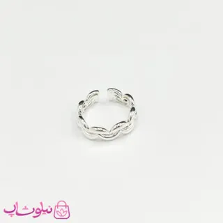 انگشتر زنانه طرح رینگ نیم حلقه ای آبکاری نقره کد 150