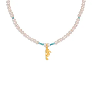 گردنبند طلا مروارید اسب آبی