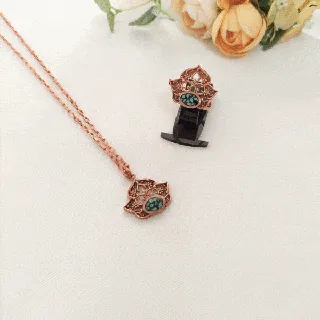 نیم ست مس و فیروزه ثمین