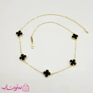 گردنبند زنانه ونکلیف مشکی آبکاری طلا کیفیت مستر کد 430