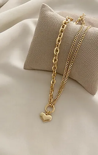 گردنبند دو زنجیر و قلب