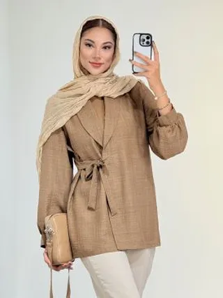 کت یقه آرشال کمردار کد 19281