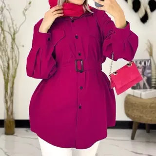 مانتو داکرون اعلا کمربندار قد 80