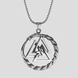 پلاک و گردنبند استیل طرح اژدها مدل Valknut کد Njd-449d2