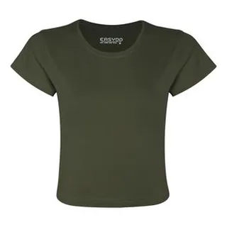 کراپ‌ تی‌شرت آستین کوتاه زنانه ایزی دو مدل 3843059879 رنگ سبز تیره