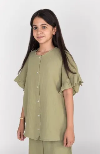 شومیز وال دولایه آستین کوتاه (ست با کد 10674)